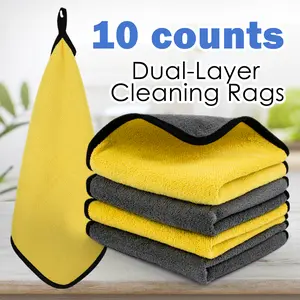 10 Counts Thick Cleaning Cloth,Towels for Cars,Rags for Kitchen,Lint Free Microfiber,Polishing Waxing Dry for Cars Absorbent Towel,Rags for House,Random Color