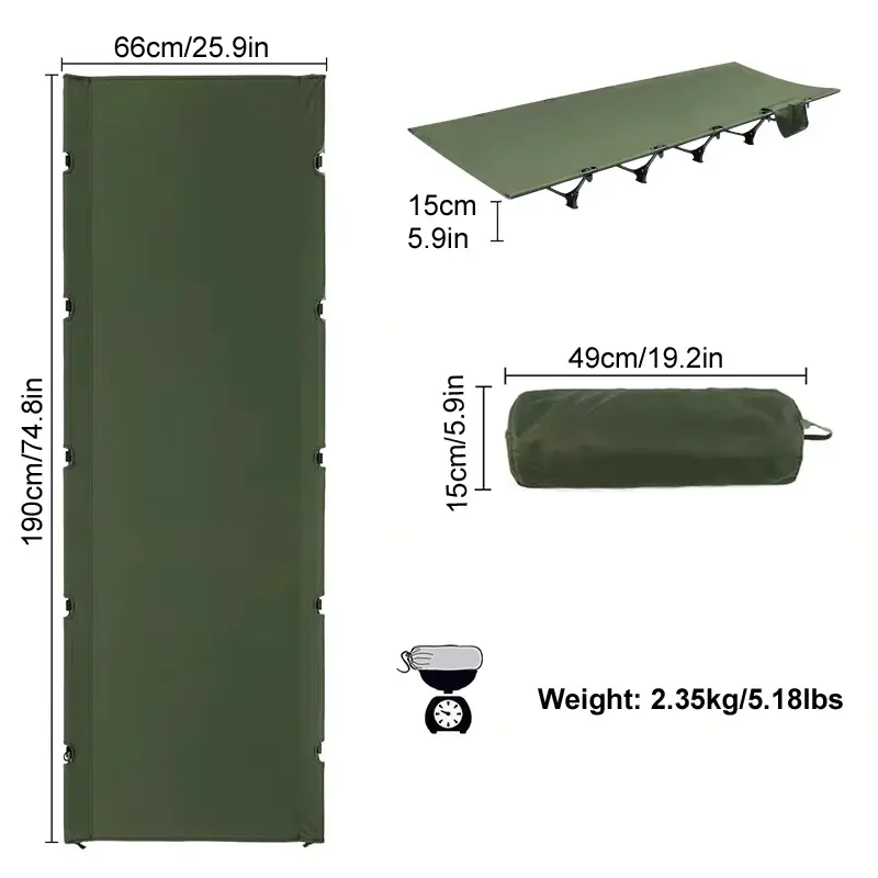 Ultralight Folding Camping Cot - Heavy-Duty Portable Sleeping Bed, Beach-Ready Cot, Multi-Use Camping Equipment for Office Naps, Home Use
