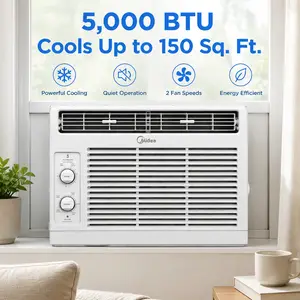 Midea 5000 BTU Window Air Conditioner, Compact Mechanical AC Unit for Small Room up to 150 Sq Ft, Quiet Energy Saving Bedroom AC with Washable Filter, Easy DIY Installation, White, like new