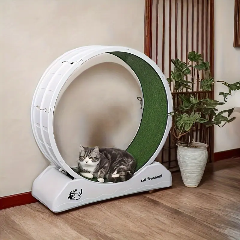 1pc Whisker Wheels Fitness Pro - Carpeted Indoor Cat Running Wheel With Locking System, Treadmill Exerciser For Cats' Health, Fitness