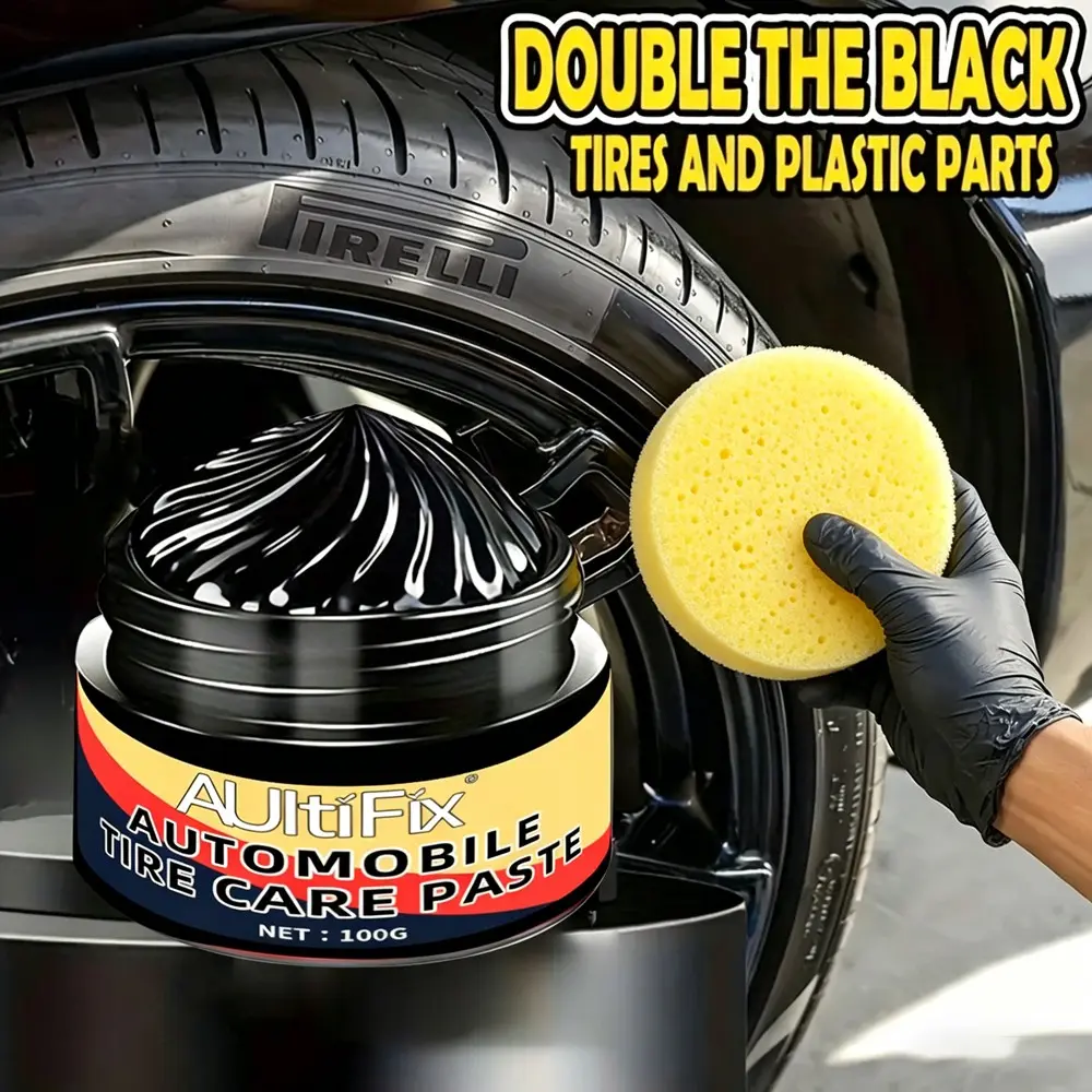 Tire shine cream used on tires and exterior plastic parts
