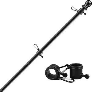 6FT Flag Pole Kit,Stainless Steel Heavy Duty Black   Flagpole, Rustproof for Outdoor Garden Roof Walls Yard (Without Bracket)