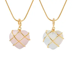 2x Cute Castle Necklaces Love Heart Birth Stone for Kids Girl