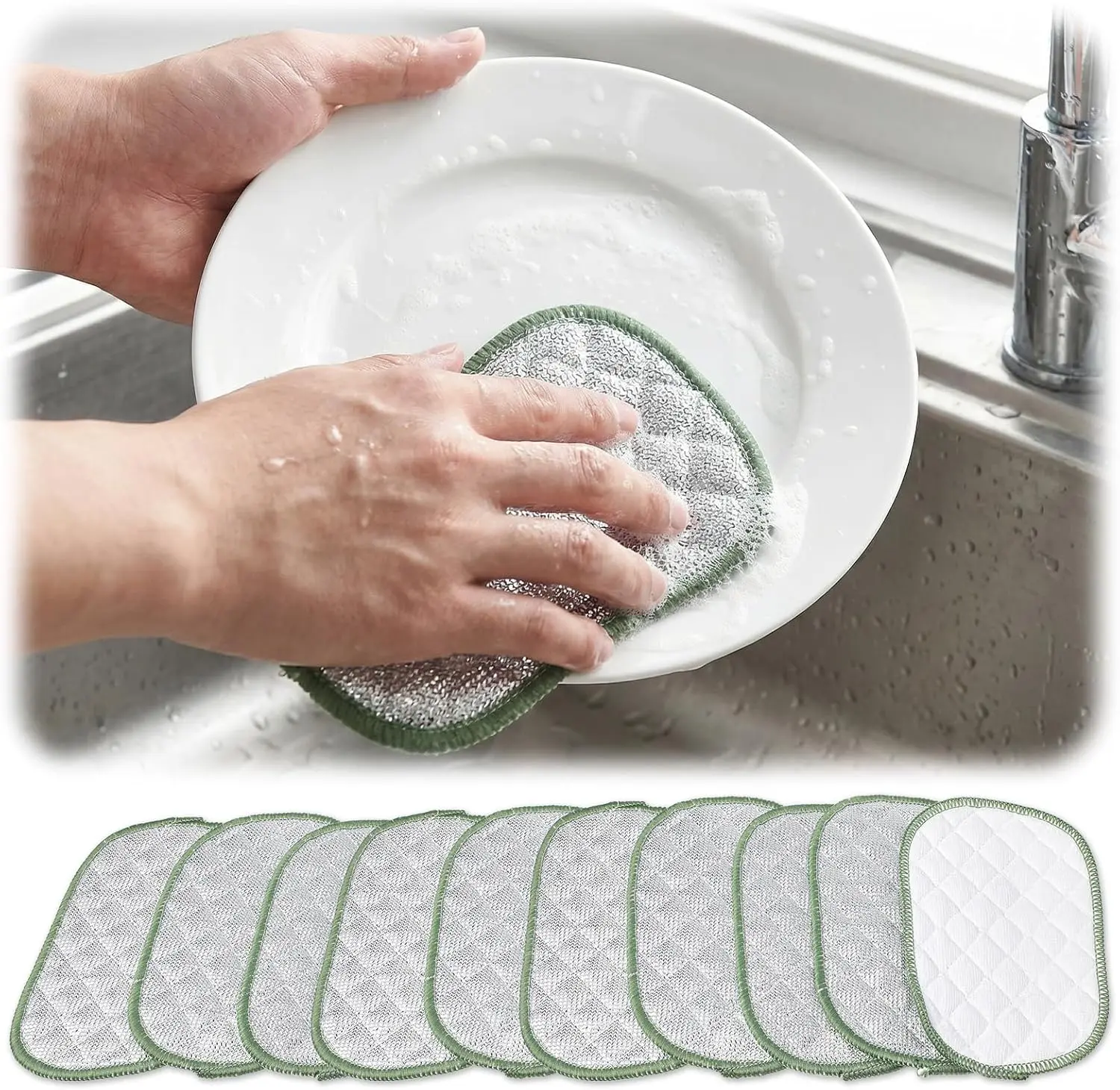 10PCS Double-Side Non-Scratch Metal Cleaning Wire Dishcloths, Reusable Multipurpose Rags for Kitchen Sinks, Pots, Pans