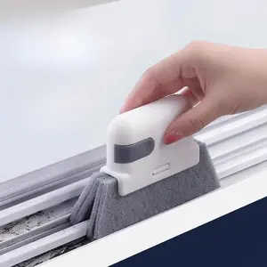 3 in 1 Window Groove Cleaning Brush Multifunction Sliding Door Track Slot Cleaner Household Kitchen Gap Decontamination Tool (Grey-1Pcs)