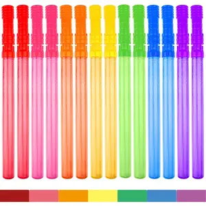 004-PP Big Bubble Wand Set 14" 14 Pack 7 Colors Non-Toxic Smellless Plastic Toy for Kids Birthday Party Favors Wedding Summer Outdoor Activities Christmas Gifts