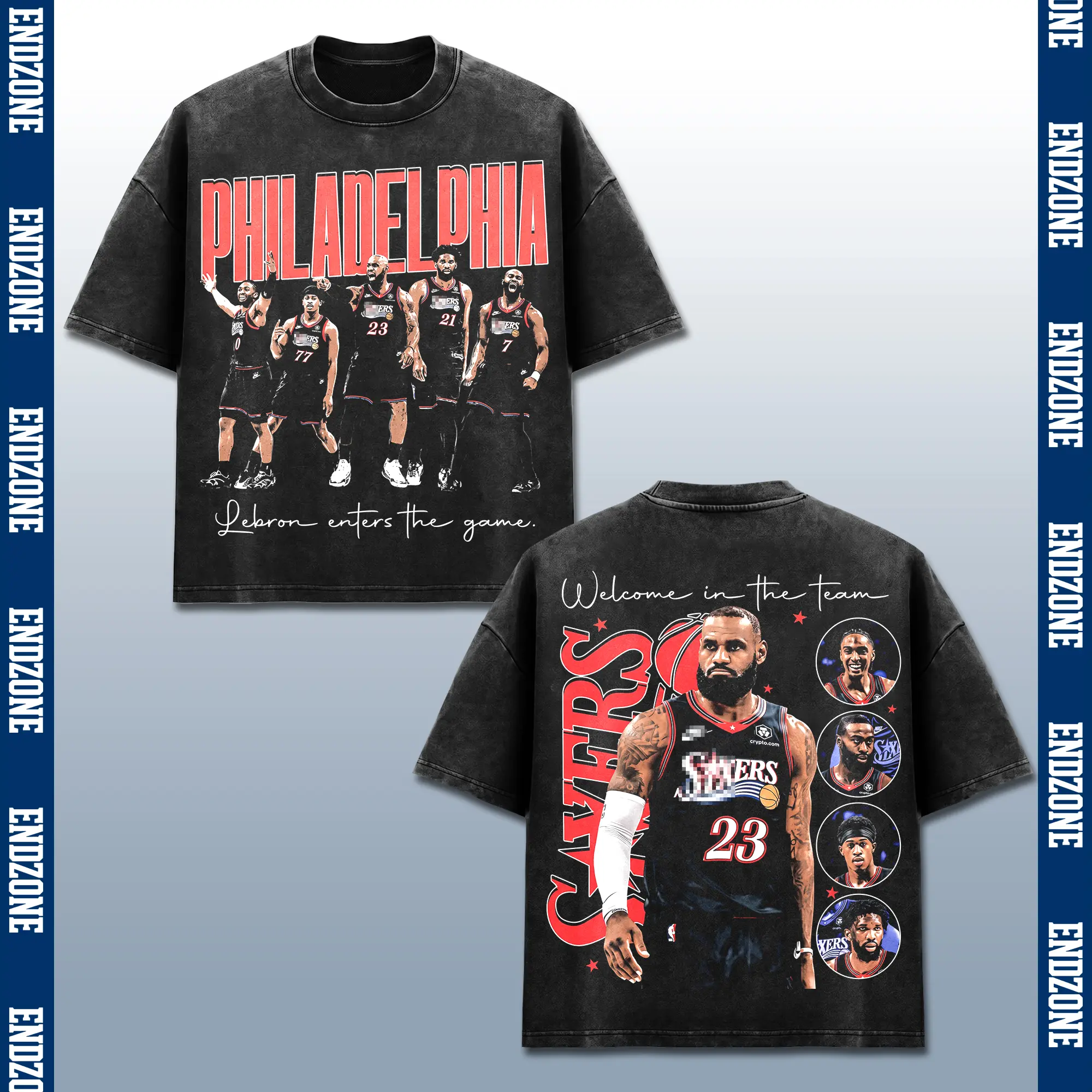 [Endzone] LeBron James LBJ King James 23 Vintage Graphic Shirt, City Squad Enters The Game Basketball Fan Tee, Pro Hoops Championship Season Gear, Retro Bootleg Welcome To The Team T Shirt, Heavyweight Acid Wash Oversized Unisex Hip Hop Streetwear