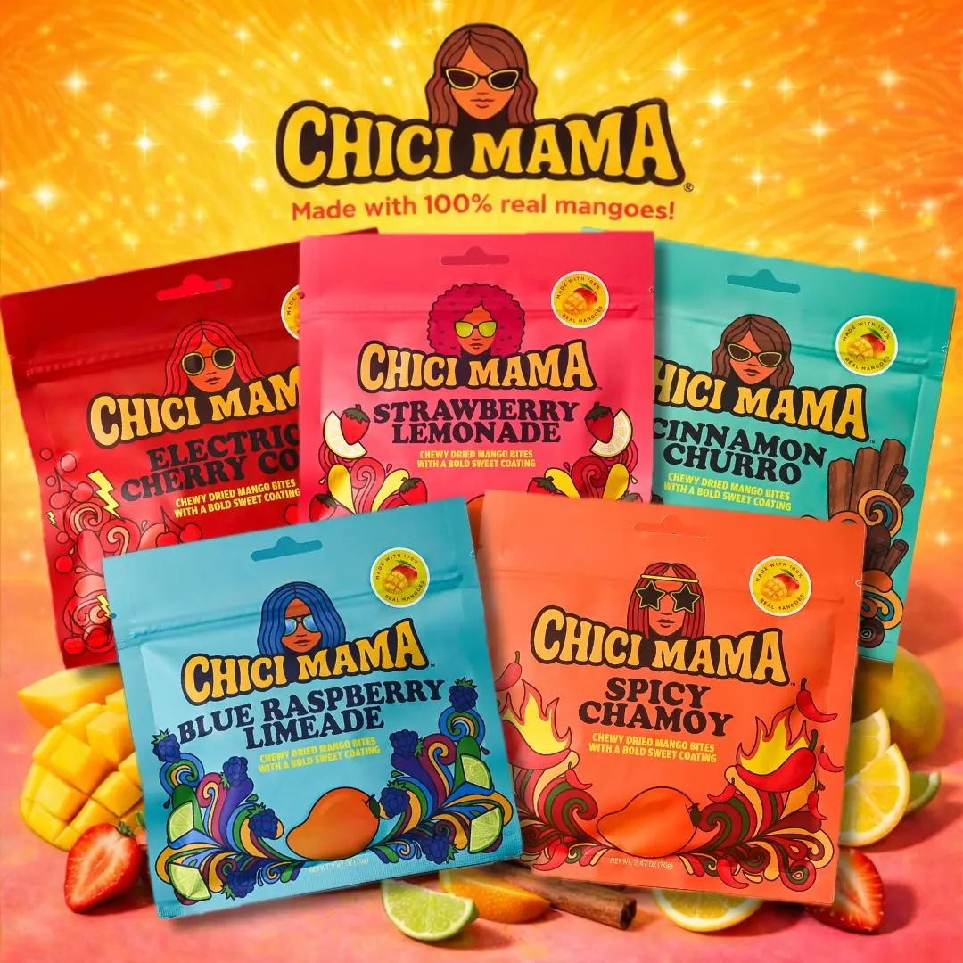 Chici Mama Dried Mango Flavor Variety Pack - Better-For-You Dried Snacks, Unique Fruity Snacks with 5 Bold Flavors: Cherry Cola (Cola Taste), Chamoy, Blue Raspberry, Strawberry Lemonade, Churro