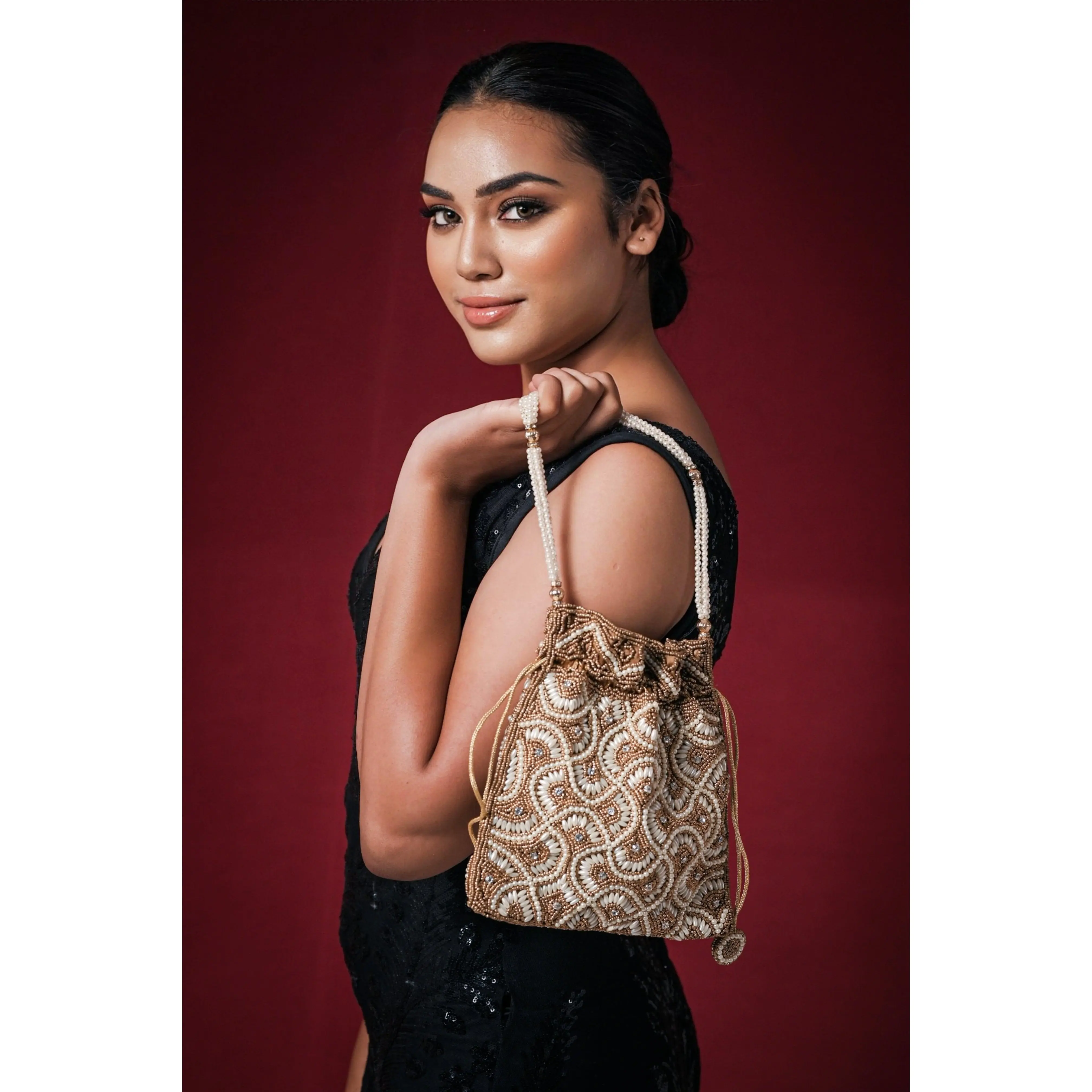 Drawstring Indian Potli Bag [Bronze]