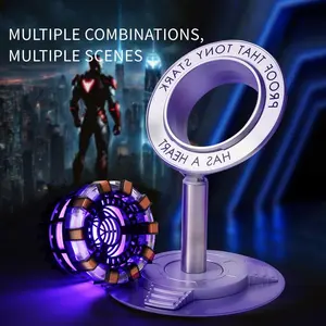 Superhero Arc Reactor Lamp with Heart Pattern Multi-Color Touch Dimmable Rechargeable Night Light Eco-Friendly Home Ornament Ideal Holiday Gift