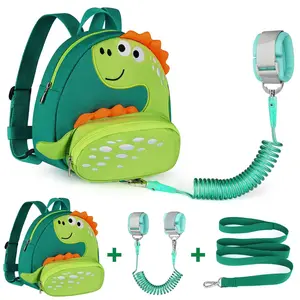 Toddler Harness Backpack Leash, Cute Dinosaur Backpacks with Anti Lost Wrist Link, Cute Mini Child Backpack Wristband Tether Strap and Protection Leashes for Boys Girls Aged 1-3 Years
