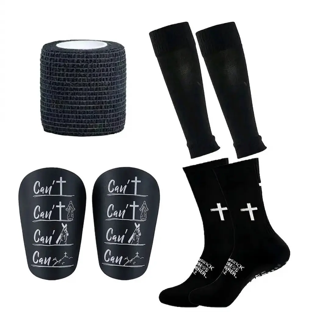 Football Socks Set with Shin Guards, Unisex Athletic Socks with Non-Slip Grip, Durable Protective Soccer Gear for Men & Women, Grip Sports Socks