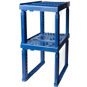 Locker Organizer Shelf Adjustable Width and Height Ideal for School Office and Gym Lockers Blue 2 Pack