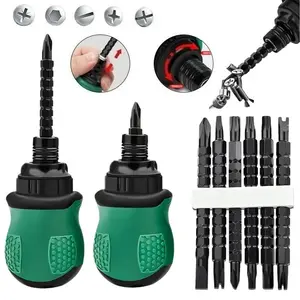 Multifunctional Mini Phillips Cross Screwdriver, Magnetic, Extendable Dual Purpose Household Short Handle Screwdriver, Replaceable Screwdriver Bits, Magnetic Screwdriver Tools