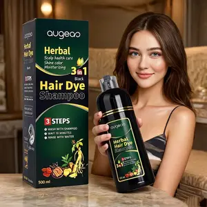 Hair Dye Shampoo 3 in 1 - Can cover gray hairs,Herbal Ingredients,Contains Ginseng Extract,Natural Haircoloring, black、coffee hairdye 16 OZ color shampoo