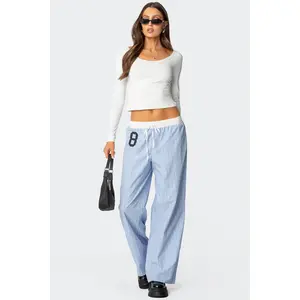 Erez Contrast Waist Striped Pants