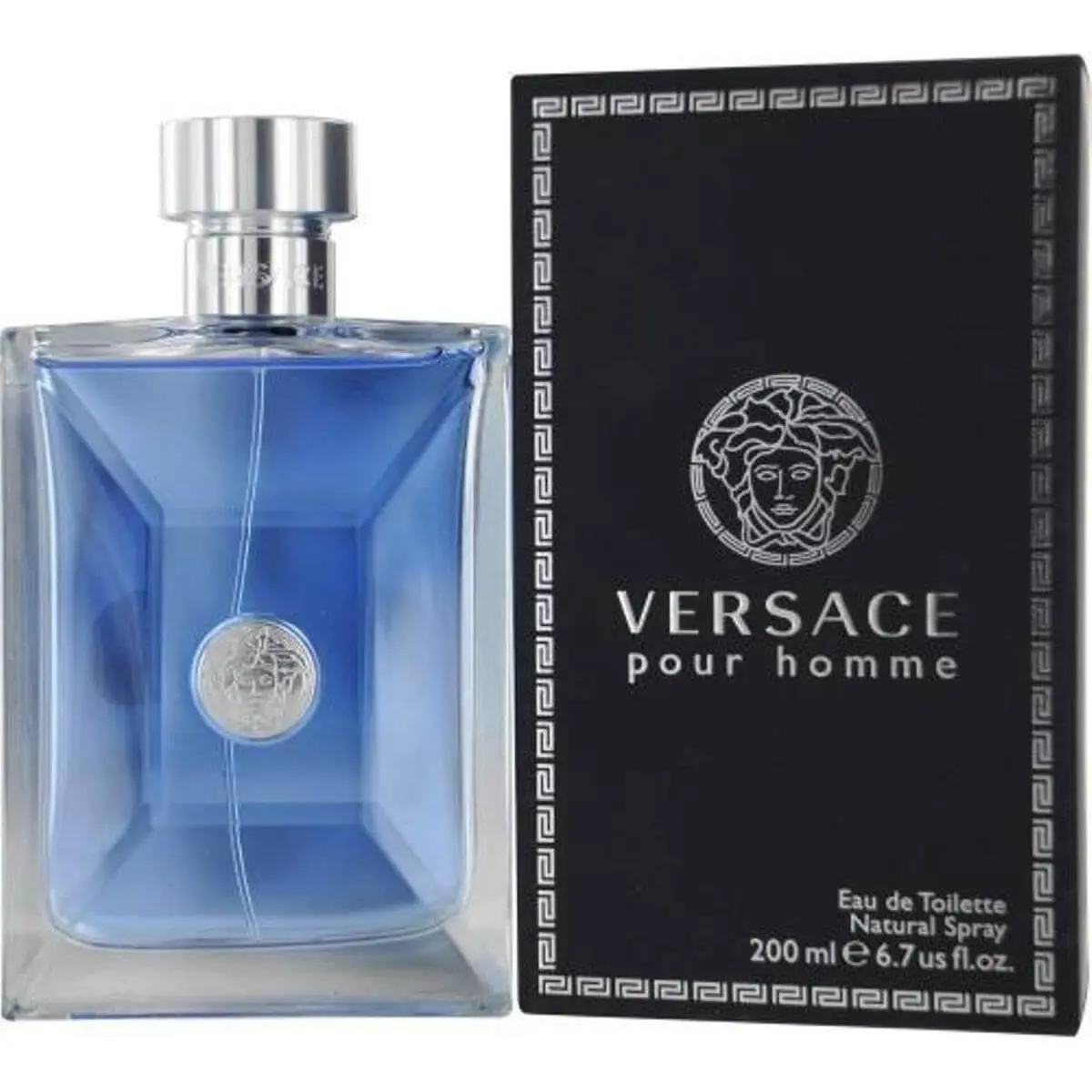VERSACE Pour Homme Eau de Toilette, Aromatic Bergamot & Cedarwood Cologne for Men, Masculine Ambery Woody Scent, 6.7 fl oz, Ambery Woody Fragrance, Aromatic Bergamot Cologne, Citrus, Musk