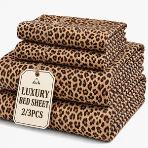 Cosybay Leopard Print Satin Sheet Set 2/3Pcs, Cooling Breathable Deep Pocket Fitted Sheets with Pillowcases, Pet Friendly Wrinkle Resistant Bedding for Summer Fall Halloween Bedroom Decor, Luxury Silky Smooth Easy Care Bed Sheets summerwins