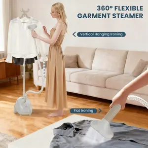 Sweetcrispy Garment Steamer for Clothes Standing, 1500W Powerful Clothes Steamer Standing with Wheels, 1.7L Water Tank for 55 Min Continuous Steaming, Professional Wrinkle Remover Heats in 45 Seconds