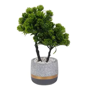 Artificial Bonsai Tree in Decorative Pot Faux Potted Plant for Home Office Decor Modern Minimalist Style No Maintenance Required