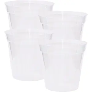 Clear  Pots, 8 Inch  Pots with Drainage Holes | Sturdy and Transparent Plastic Flower Pots | Multipurpose Planters for Indoor and Outdoor  4 Pack