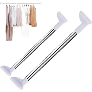 Drill-Free Telescopic Tension Rod for Hanging Clothes Adjustable Stainless Steel Curtain Rod No Drilling Expandable Hanging Rack for Bathroom Window Closet or Room Divider 80-160cm - Shower
