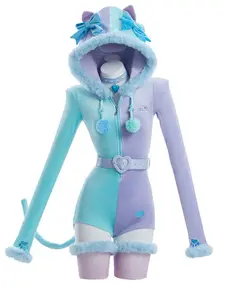 Micotaku Macaron Pastel Plush Cat-Ear Jumpsuit
