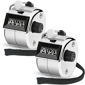 AGS 2 Pcs Clicker Counter, Hand Tally Counter with Large Display - Mechanical Pitch Counter Clicker for Baseball, Inventory, People Counting, Events, Gym Reps(Silver)