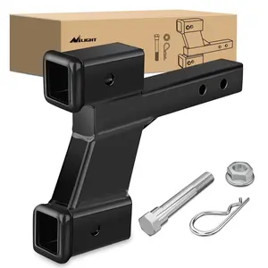 Nilight Heavy-Duty Stainless Steel 2-Inch Dual Trailer Hitch Receiver, Full-Welded Boating Accessory with 2-In or 6-In Rise/Drop for Outdoor Use