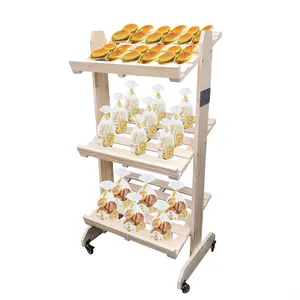 FixtureDisplays® Wood Bakery Rack Bread Shelf Stand Produce Grocery Wood Display Kitchen Pantry Organizer 26.8" X 18.5" X 51.5" 101198-NF