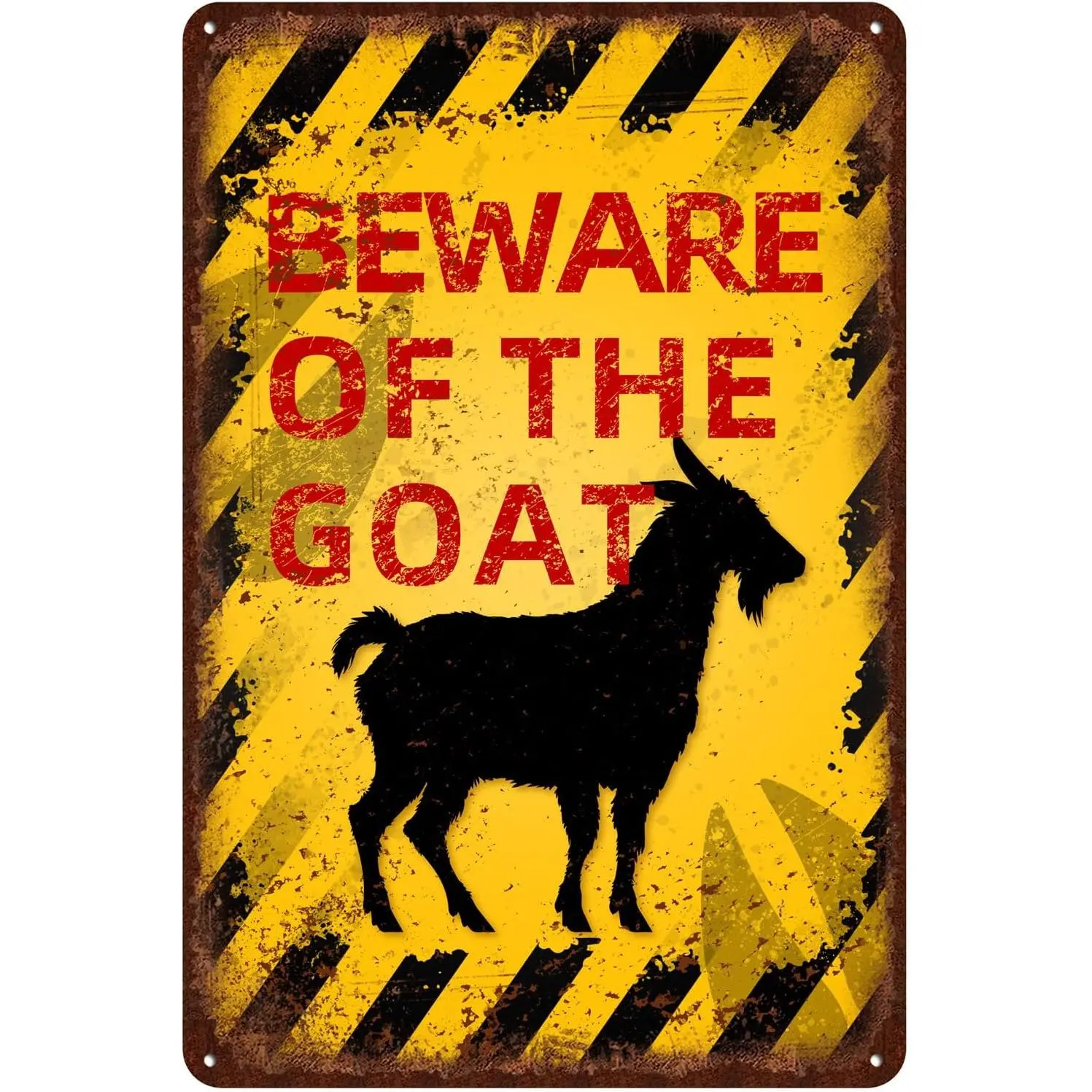 Vintage Goat Metal Sign Beware Of GoatSign Funny Beware Animal Decor 12"X8" Inch, Tin, Yard Signs