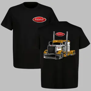 Peterbilt Custom Rig T-Shirt – Yellow Big Rig Truck Graphic, 2-Sided Diesel Power Tee for Men, Classic Semi Truck Shirt, Gift for American Trucker Fans-DK.X