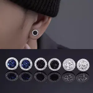 Rhinestone Decorated Magnetic Design Stud Earrings, Casual Simple Stainless Steel Jewelry for Men, Fashion Jewelry for Party, Daily Clothing Decor