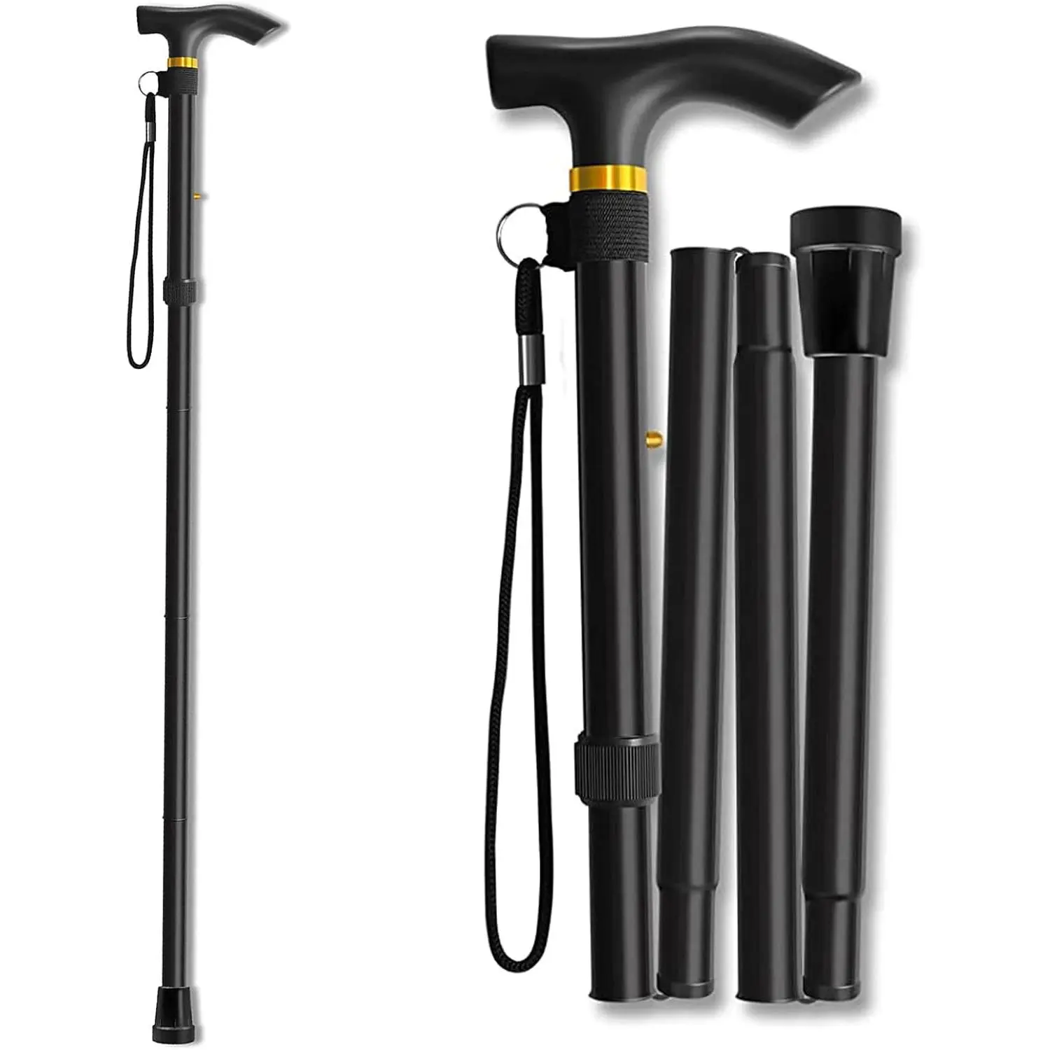 Adjustable Aluminum Alloy Folding Hiking Stick, Hiking Pole, Portable Anti-slip Hiking Stick, Lightweight Hiking Stick for Outdoor Camping Hiking, Collapsible Alloy Stick, Hiking Gear