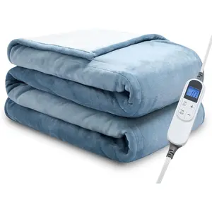 Electric Blanket Full 72"x84" Heated Electric Blankets 10 Heating Levels 12 Time Settings 8 Hours Auto Off  Heating and Overheat Protection ETL Certified Machine Washable,Light Blue