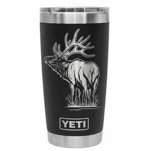 Bull Elk Hunting Tumbler 20oz 40oz, Stainless Steel Vacuum Insulated Travel Mug, Outdoor Hunter Gift Cup