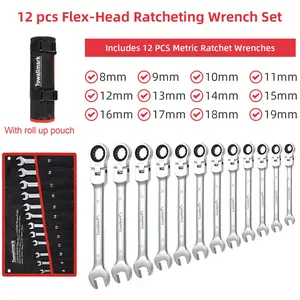 Garvee Metric Ratcheting Combination Wrench Set, 6-19mm Cr-V Steel Wrenches with Storage Bag