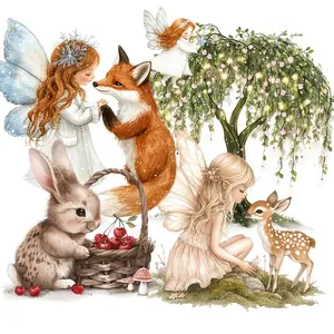 Fairy & Animal Pattern Stamp Sticker, 80pcs/set Woodland Fairy and Animal Theme Sticker, Suitable for Holiday Decor, Scrapbooking, Gifts, Floral Pattern Sticker, Sticker Packs
