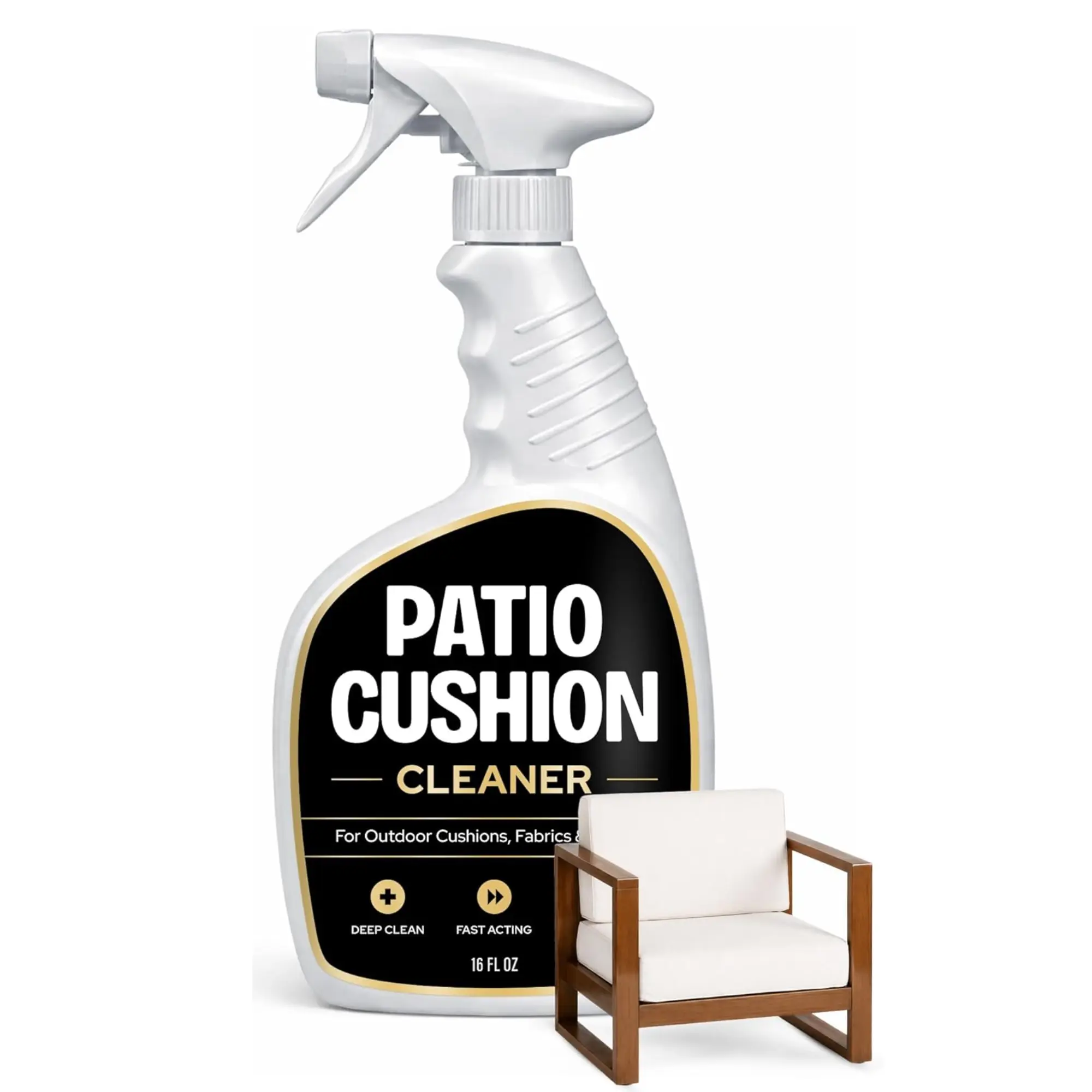 Patio Cushion Cleaner Outdoor Fabric Cleaner - Deep Cleans Dirt, Grime & Weather Stains on Furniture, Pillows, Umbrellas, Awnings & Covers – Non-Bleach, Designed for Canvas, Polyester & Acrylic, 16 oz