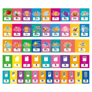 15 Pcs Letter & Number Bulletin Board Posters, Alphabet Numbers Theme Decorative Cards, Adhesive Points Included for Home Classroom Decoration