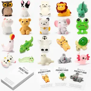 9/20/50 Pcs Pocket Hug Mini Resin Animals with Card Valentine's Day Gifts for Students Friends Valentines Exchange Gift Employee Appreciation Gift Inspirational Gifts for Family Colleagues Thanksgiving Day Gift