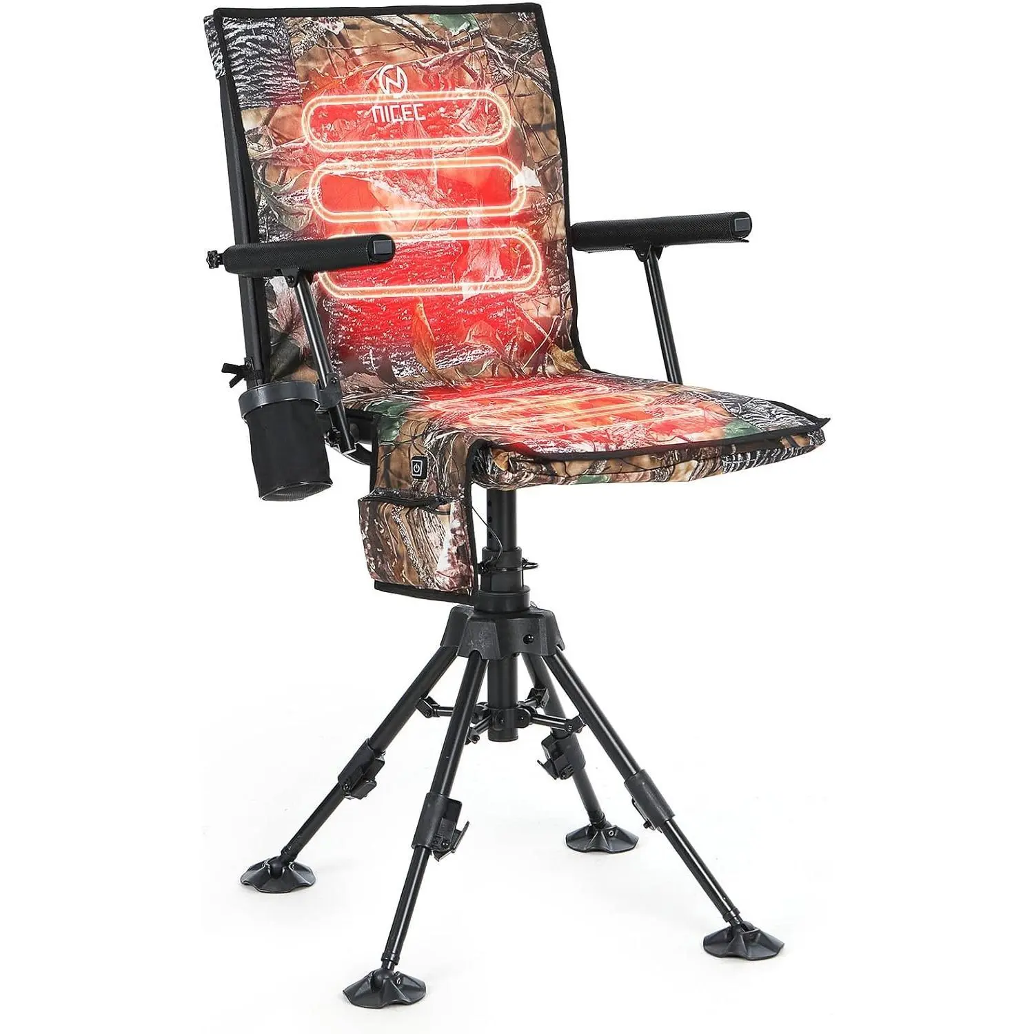 Heated Swivel Hunting Blind Chair - 360° Silent Swivel, 4-Legs Height Adjustable, Portable Ground Hunting Chair Heated Swivel Hunting Blind Chair - 360° Silent Swivel, 4-Legs Height Adjustable, Portable Ground Hunting Chair