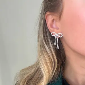 Classy CZ Bow Earrings