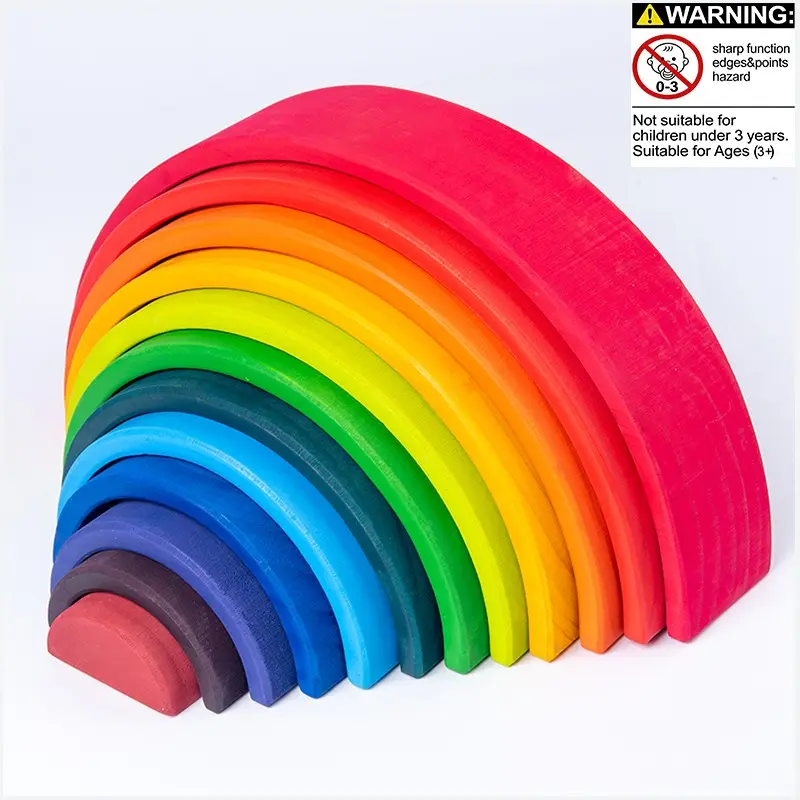 Wooden Rainbow Stacking Blocks for Kids, Montessori Educational Toy, Open-Ended Learning Toy, Gift for Children, Building Blocks