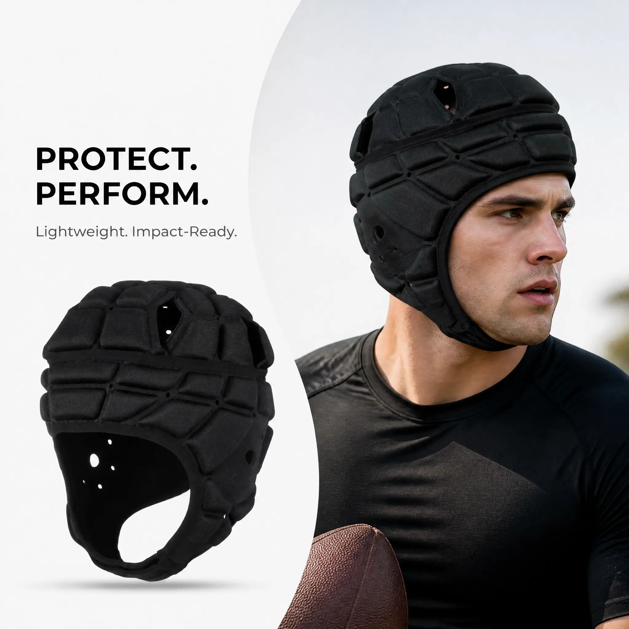 Adult EVA Soft Padded Shell Helmet, Sports Protection Headgear for Rugby, Flag Football, Portable for Gym Walking, Multifunctional Protective Gear