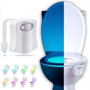Color-Changing Toilet Night Light - 1-Pack Spring-Motion Sensor LED Multi-Color Auto Toilet Light, Smart Bathroom Nightlight for Ambient Lighting & Decoration.