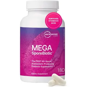 Microbiome Labs MegaSporeBiotic Probiotics for Gut Health Women & Men - Spore Based Probiotics for Digestive Health - Shelf Stable & Travel-Friendly (180 Capsules)