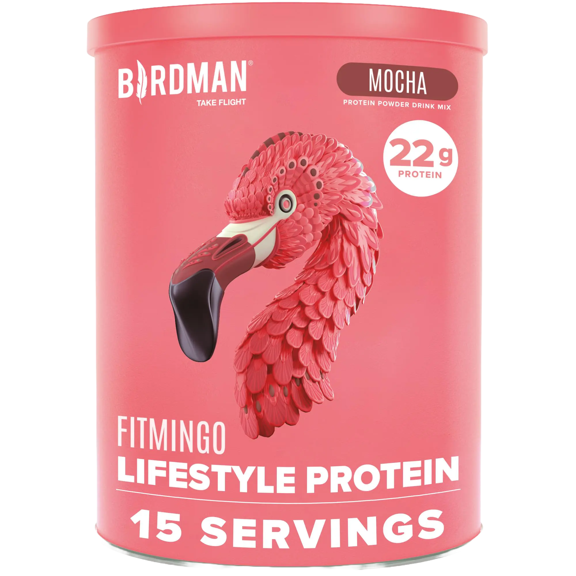 Fitmingo Plant Based Protein Powder - Mocha Flavor, 1.12lbs, 22g Protein Per Serving, Free of Gluten, Dairy & Sugar, Vitamin-Infused Dietary Supplement for Fitness & Healthcare