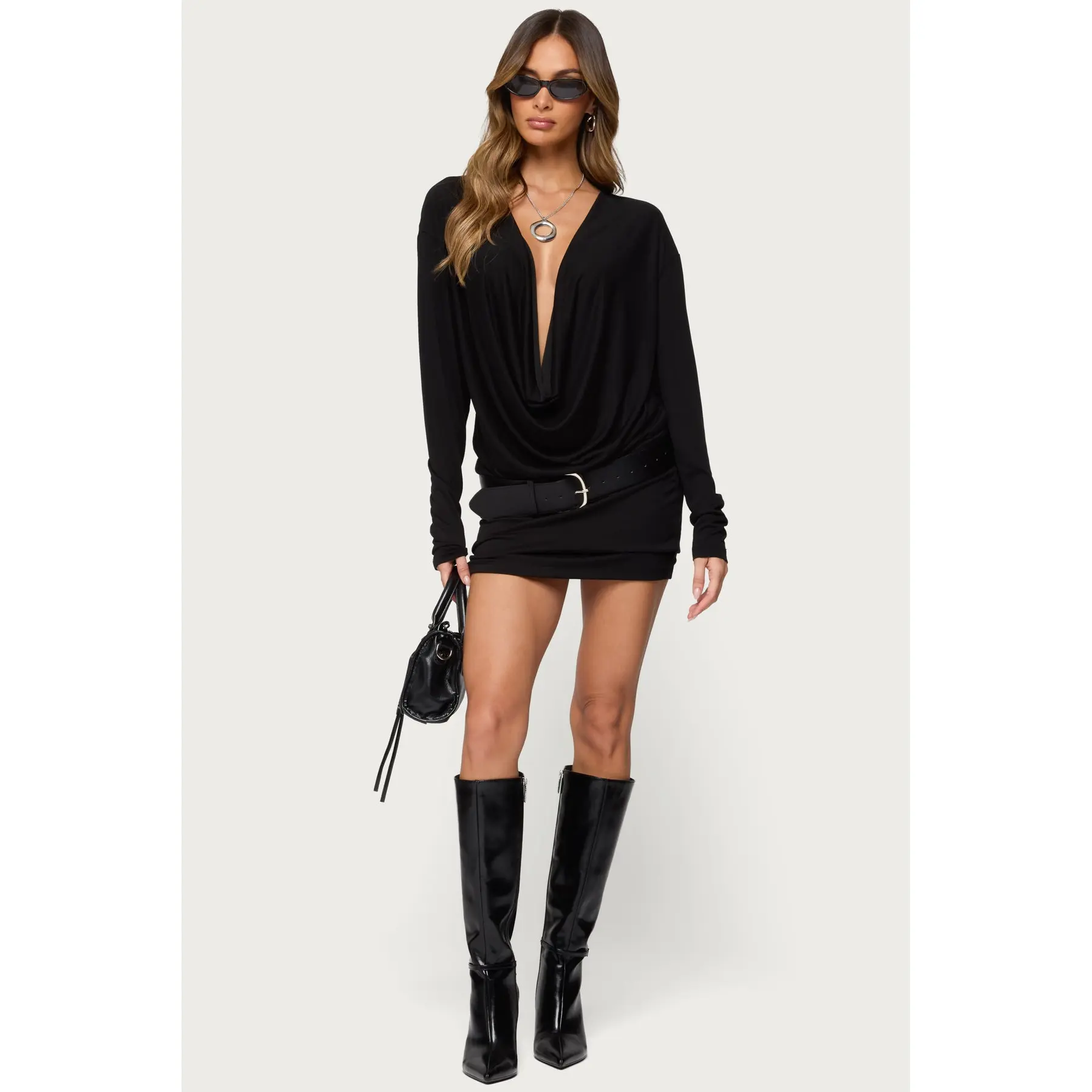 Romelia Cowl Neck Mini Dress