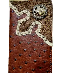 Texas Western wallet Cowboy wallet rodeo wallet Ostrich textured look faux leather bifold wallet